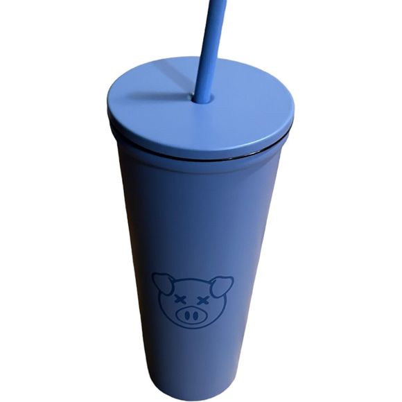 Shane Dawson Pig Tumbler Cup Light Blue With Lid & Straw - Picture 4 of 14